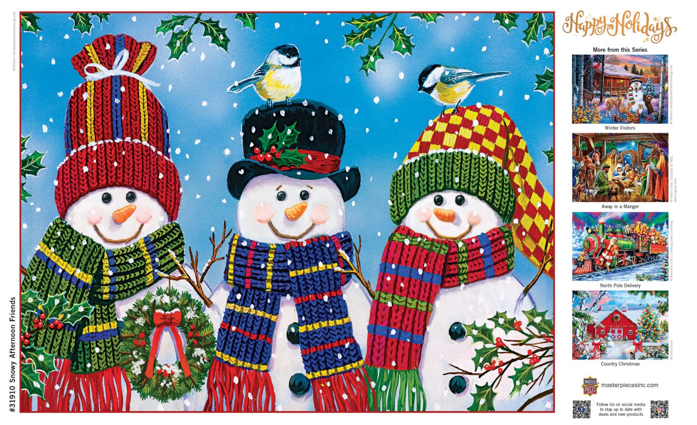 MasterPieces 300 Piece EZ Grip Christmas Jigsaw Puzzle - Snowy Afternoon Friends - 18x24