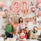 30Th Birthday Decorations Retro Pink Rose Gold,30Th Birthday Balloons,Happy 30Th Birthday Banner With Cake Toppers Rose Gold Num