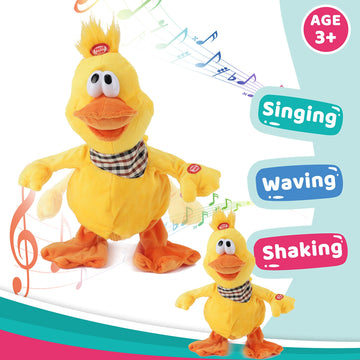 Cuteoy 13' Quacking Duck Musical Stuffed Animal Plushies Walking Singing Waving Electronic Interactive Plush Toy For Kids Boys Easter