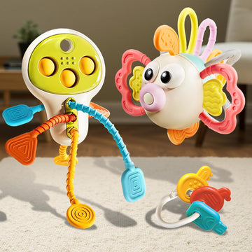 Iplay, Ilearn Baby Toy 6-12 Month, Infant Fish Teething Sensory Toy, Toddler Busy Key Activity Fidget Toys, Montessori Learning