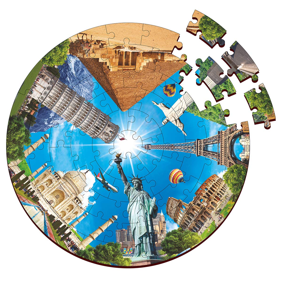Webby Wooden Seven Wonders Of The World Jigsaw Puzzle | Birthday Gift For Boys & Girls, 60 Pcs, Multicolor