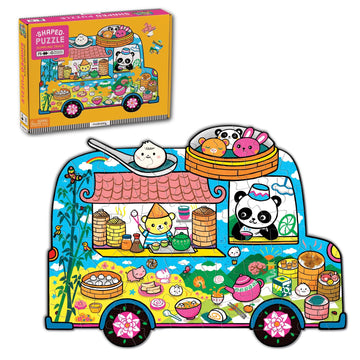 Mudpuppy Dumpling Truck - 75 Piece Unique Truck Shaped Scene Puzzle with Colorful and Fun Illustrations of Dumplings and Baos On