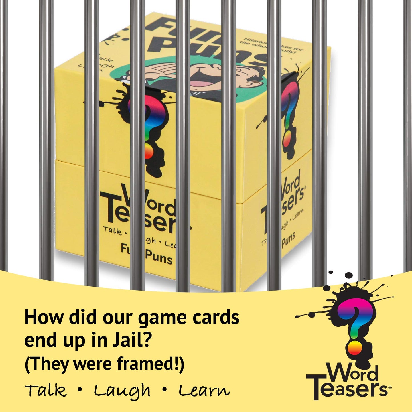 ? Word Teasers Fun Puns - Fun & Funny Joke Cards For Kids & Adults - A Pun Card Game Full Of Cheesy Jokes - Word Riddle Pun Game - 150 Joke Cards For Adults & Kids