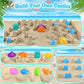 Collapsible Beach Toys For Kids Toddlers, 3 Foldable Buckets And Shovels Set, Sand Castle Building Kit, Ice Cream Travel Sand To