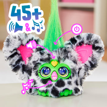 Furby Furblets Moo-Boo Mini Friend, Electronic Plush Toys For Girls & Boys 6+, Cow, Black & White, Speaks Furbish & Plays Music,