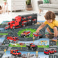 NIPLOOOW Fire Trucks Toy Set with Play Mat, Carrier Truck Play Vehicles Set for 3 4 5 6 Years Old Boys Kids, Die-Cast Car Toy fo