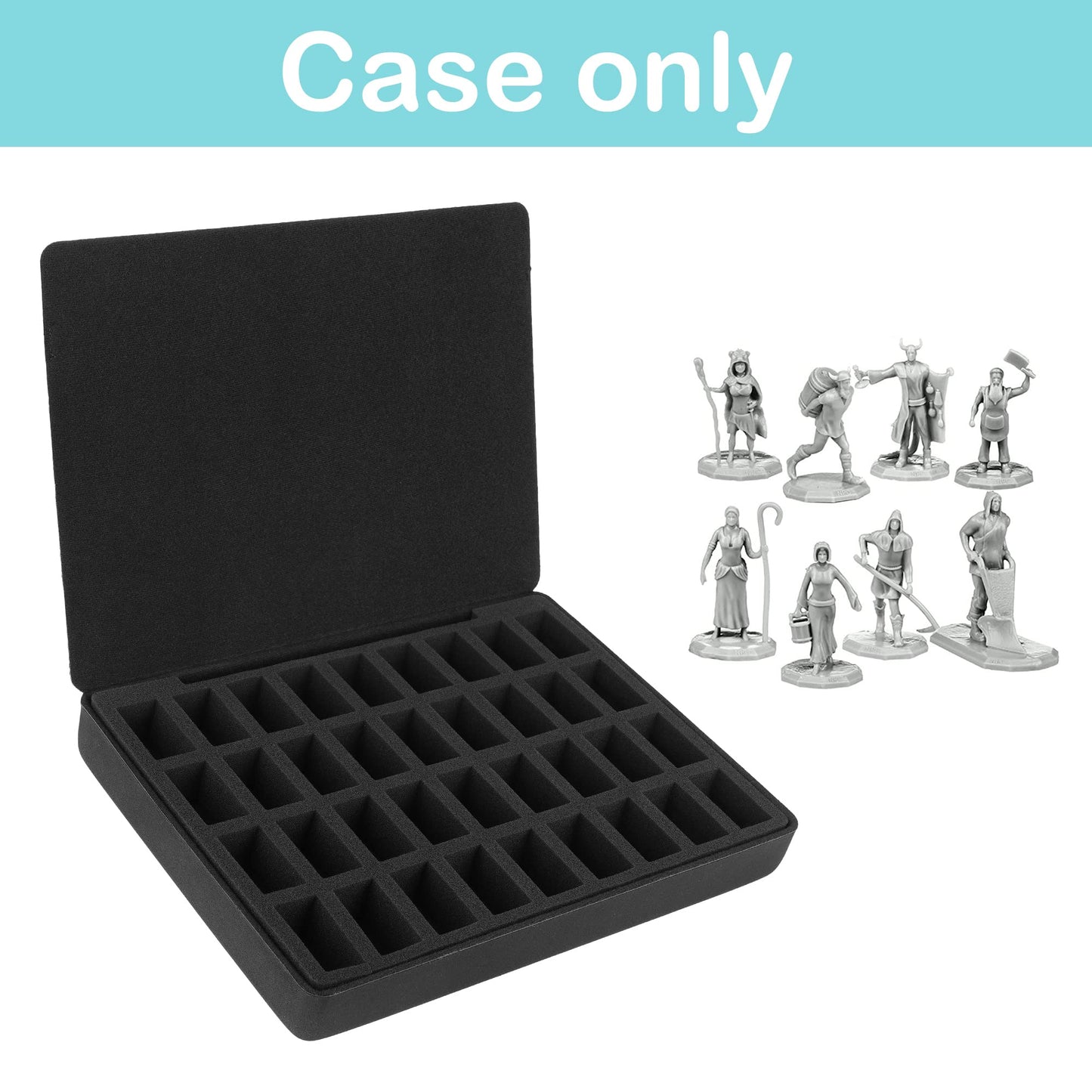 Minahao Hard EVA Minature Figure Box - 36 Slot Figurine Carrying Case Pre-grooved foam layer Compatible with Warhammer 40k  DND & All Small Based Miniatures (Case Only)