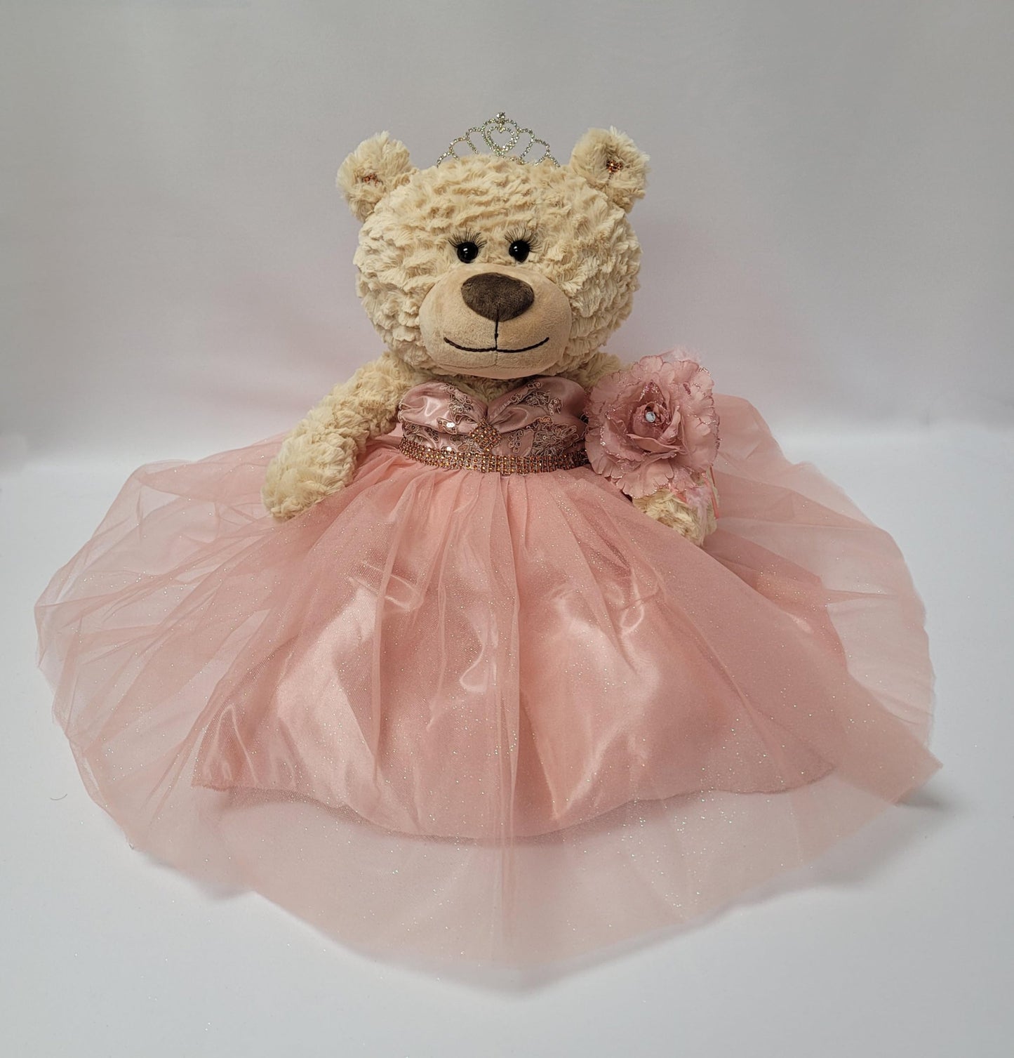 KINNEX COLLECTIONS Quinceanera Last Doll Teddy Bear 20" Rose Gold Dress Model B16632