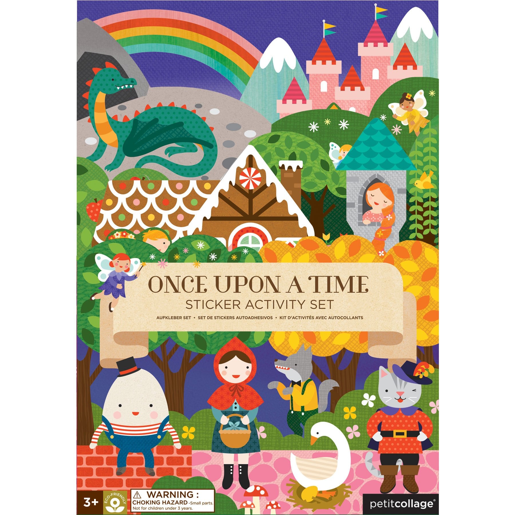 Petit Collage Sticker Activity Book, Once Upon A Time - Giant Fold Out Sticker Book for Kids, Includes Over 100 Reusable Sticker