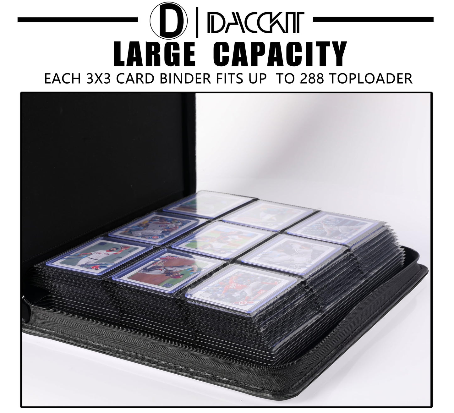 D DACCKIT Toploader Binder  Holds 288 Toploaders - 9 Pocket Top Loader Binder for 3 x 4 Rigid Card Holders for Trading Cards or Sports Cards(Model C - Classic Turquoise)