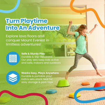 Playzone Balance Stepping Stones Obstacle Course For Kids Durable, Non-Slip Design Indoor And Outdoor Toys In 2 Fun Sizes, Set O