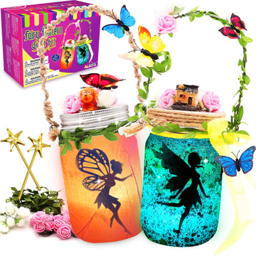 Alritz Fairy Lantern Craft Kit, Christmas Gifts for Kids Girls, Remote Control Mason Jar Night Light, DIY Garden Decorations Art