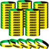 Leitee Jamaican Silicone Bracelet Bulk Black Yellow Green Rubber Wristband for Men Women Jamaican Birthday Party (50 Pcs)