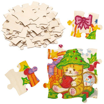 Seenelling 100 Pcs 4x5 Inch Blank Wooden Puzzle Pieces for Crafts DIY Make Your Own Puzzle to Draw on Unfinished Large Jigsaw Cl