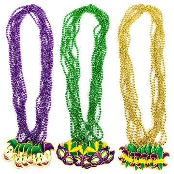 jollylife 21PCS Mardi Gras Beads Necklaces Bulk: Purple Gold Green Metallic Bead Carnival Parade Party Supplies
