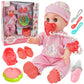 Smilesskiddo 14'' Baby Doll With Open/Close Eyes - Interactive Small Sweet Dolls, 8 Piece Gift Set With Bottle Pacifier & Access