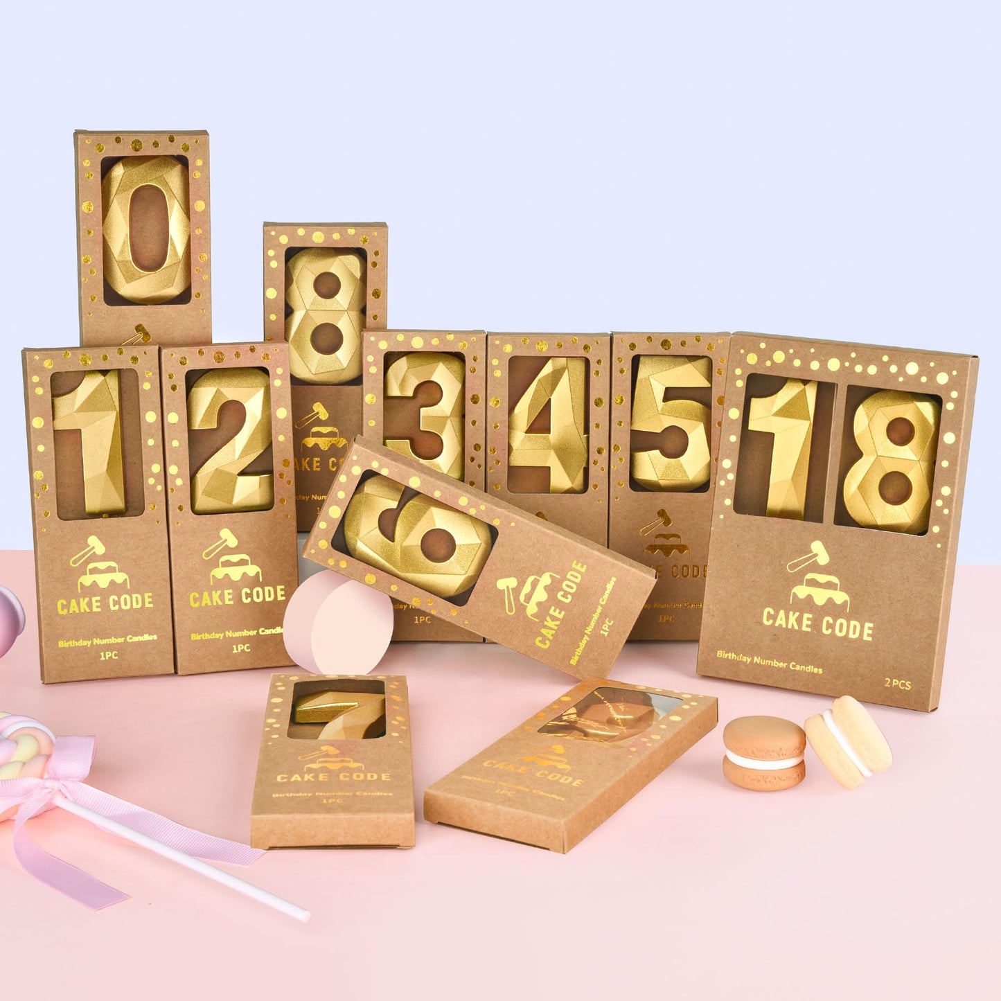 CAKE CODE 2.76 Inch Crystal Gold 30 Number Birthday Candles, Gold Number Candles, Cake Number Candles, Party Celebration