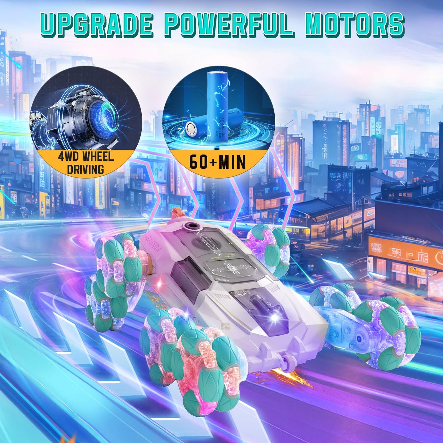 SAUFTTI 8WD Gesture Sensing Rc Stunt Cars Toys for Kids Age 6-13, Hand Controlled Stunt Car, 2.4Ghz Double-Sided Drift Stunt Car