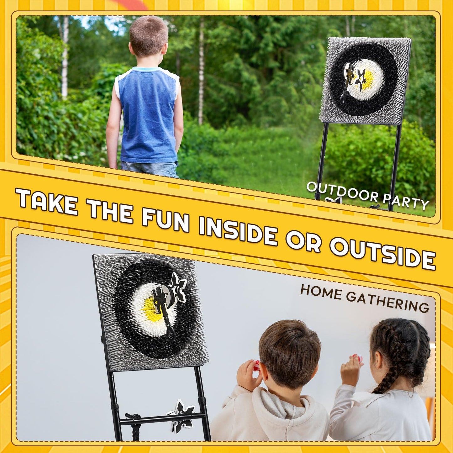 A11N Axe tossing Game Set | Sturdy Metal Frame  Bristle Target  6 tossing Axes Set | Safe for Indoor & Outdoor Play  Fun for Teens & mature-themeds