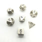 chessex Manufacturing cHX27021 Metal Dice with Black Numbers - Silver  Set of 7