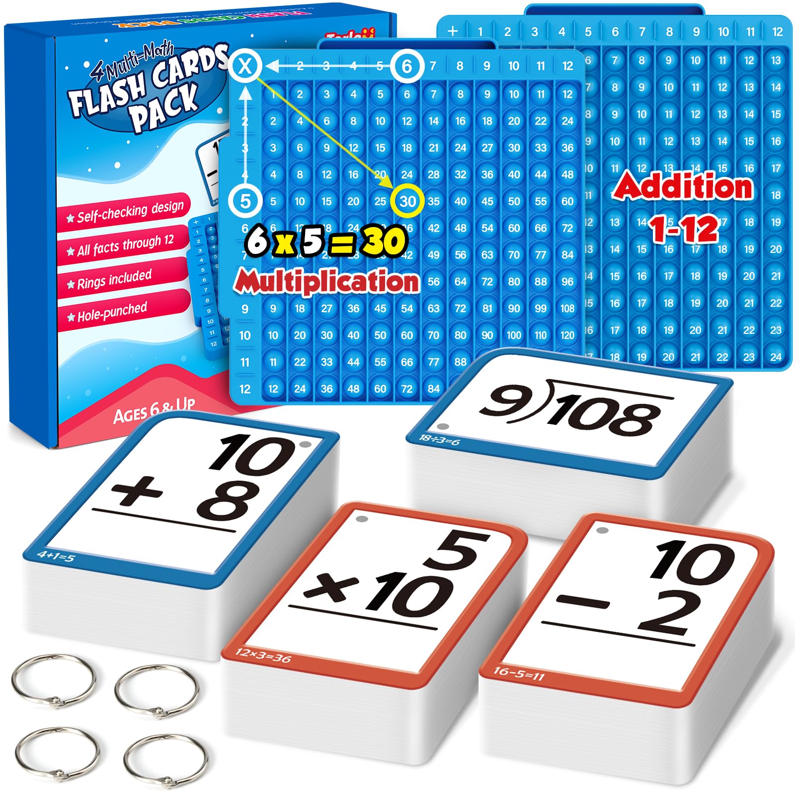 Math Cardboard Torlam Math Flash Cards Set - Large Cardboard Multiplication & Divisio ...