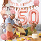 50Th Birthday Decorations Retro Pink Rose Gold,50Th Birthday Balloons,Happy 50Th Birthday Banner With Cake Toppers Rose Gold Num
