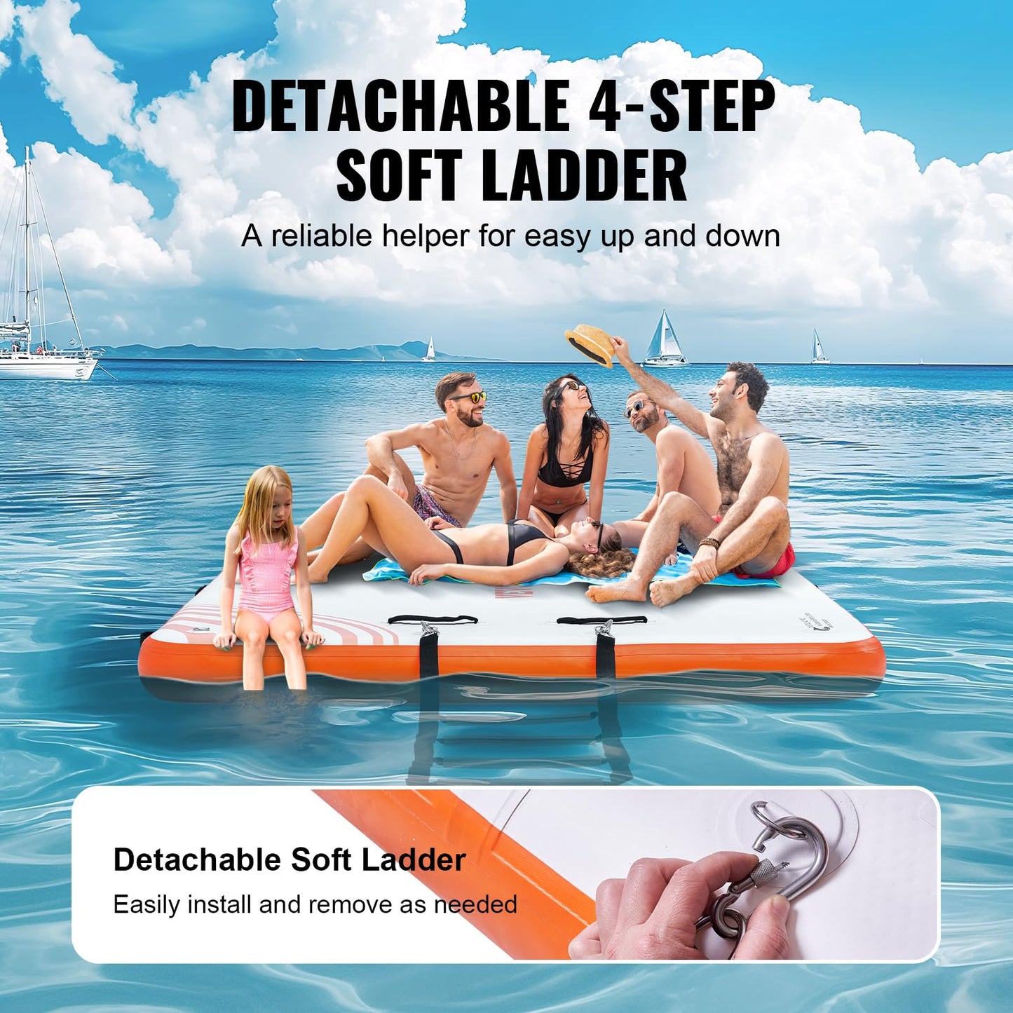 Vevor Inflatable Floating Dock, 8 X 5Ft Inflatable Dock Platform, Non-Slip Water Floating Dock Mat With Portable Carrying Bag &
