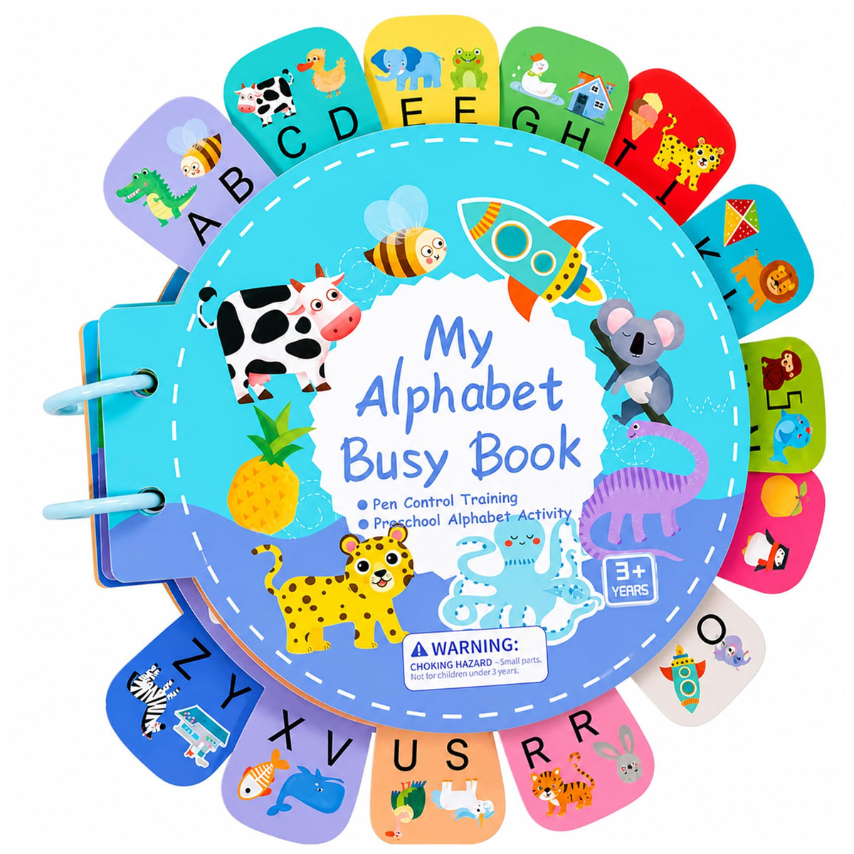 Kidology Alphabet Busy Book for Kids 2 3 4 5 Years | Letter Recognition & Pen Control Skills | Reusable Montessori Quiet Binder 