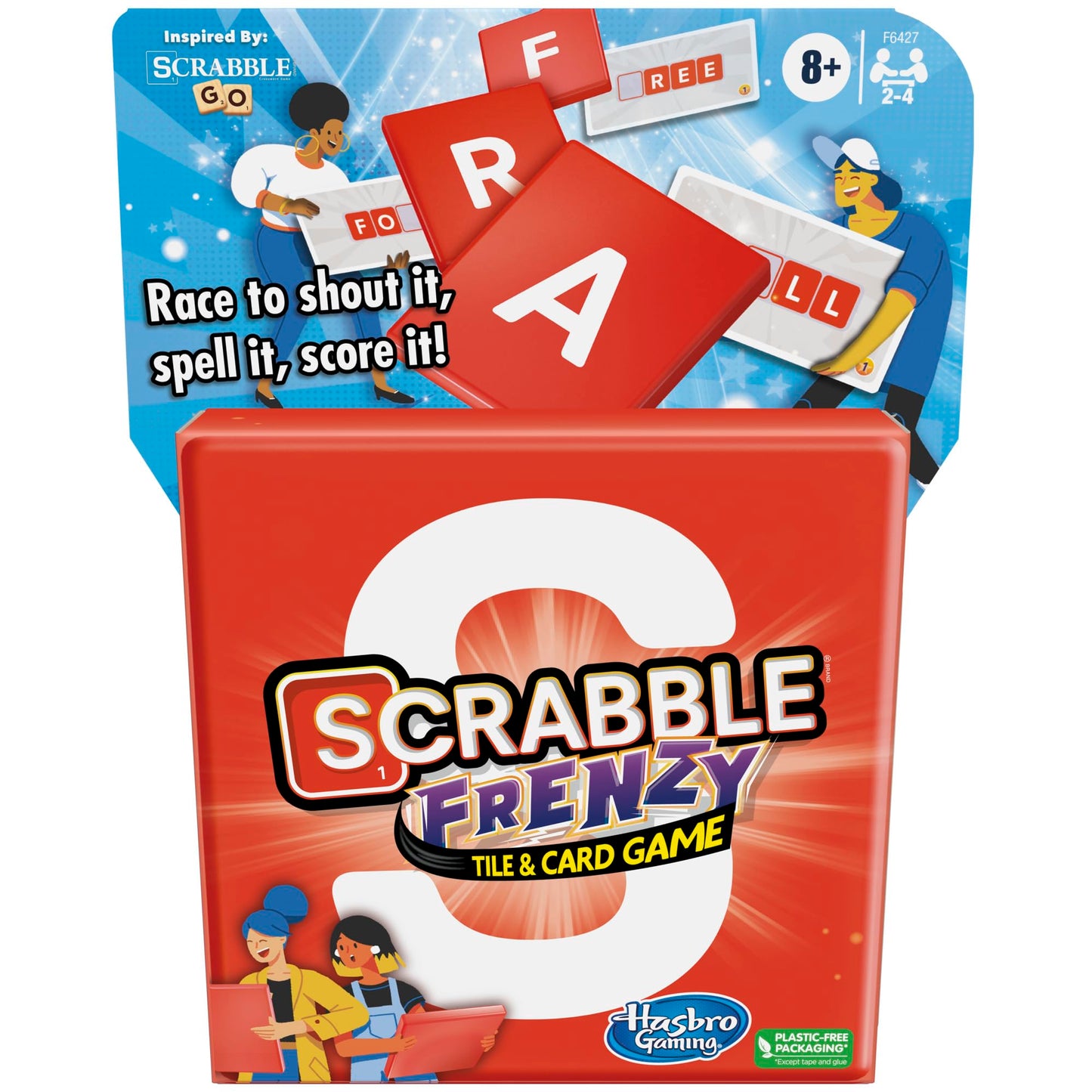 Scrabble Frenzy Tile and Card Game, Fast-Paced Scrabble Game for Family and Kids Ages 8 and Up, Easy to Learn Card Game for 2 to