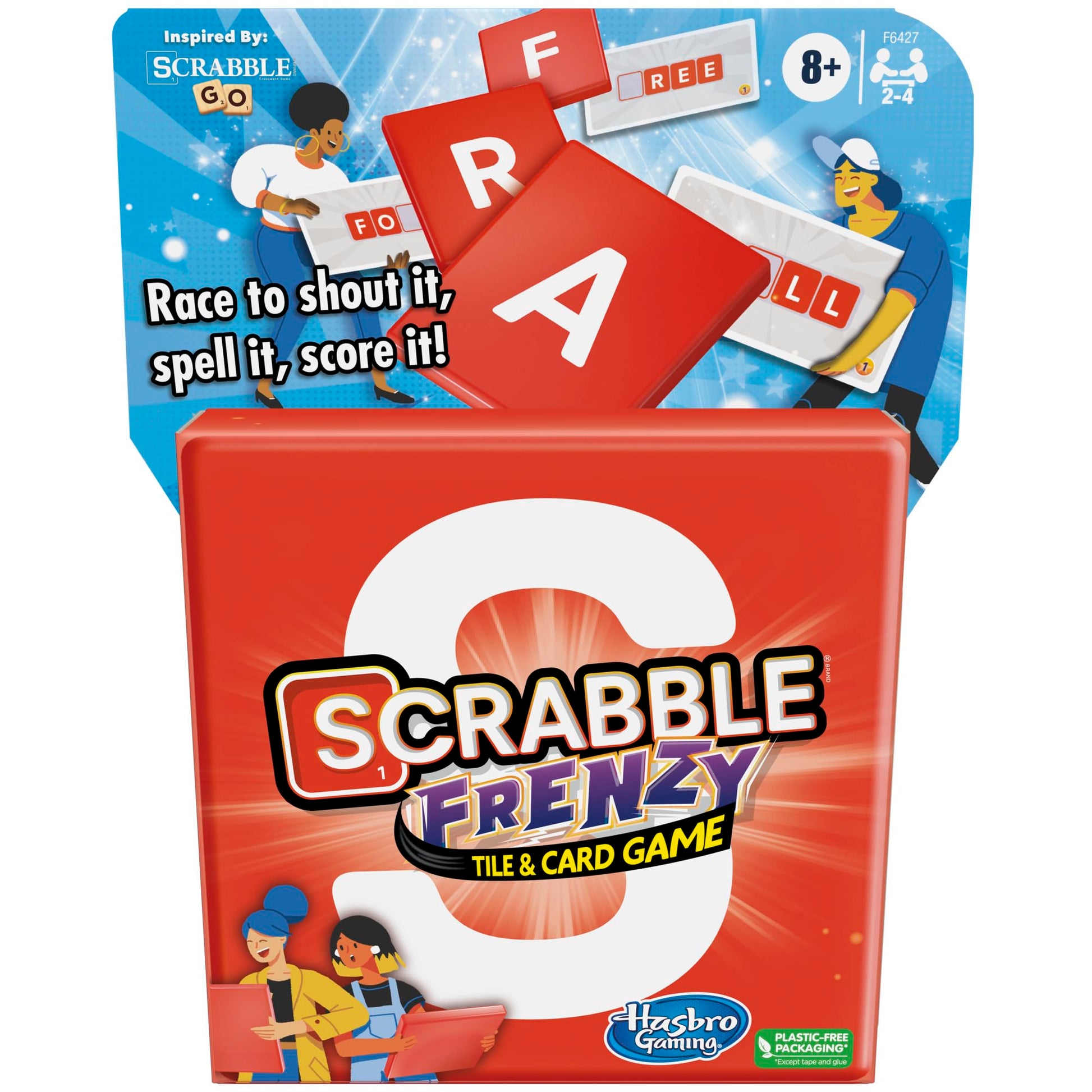 Scrabble Frenzy Tile and Card Game, Fast-Paced Scrabble Game for Family and Kids Ages 8 and Up, Easy to Learn Card Game for 2 to