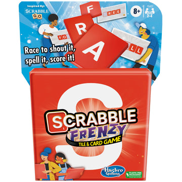Scrabble Frenzy Tile and Card Game, Fast-Paced Scrabble Game for Family and Kids Ages 8 and Up, Easy to Learn Card Game for 2 to