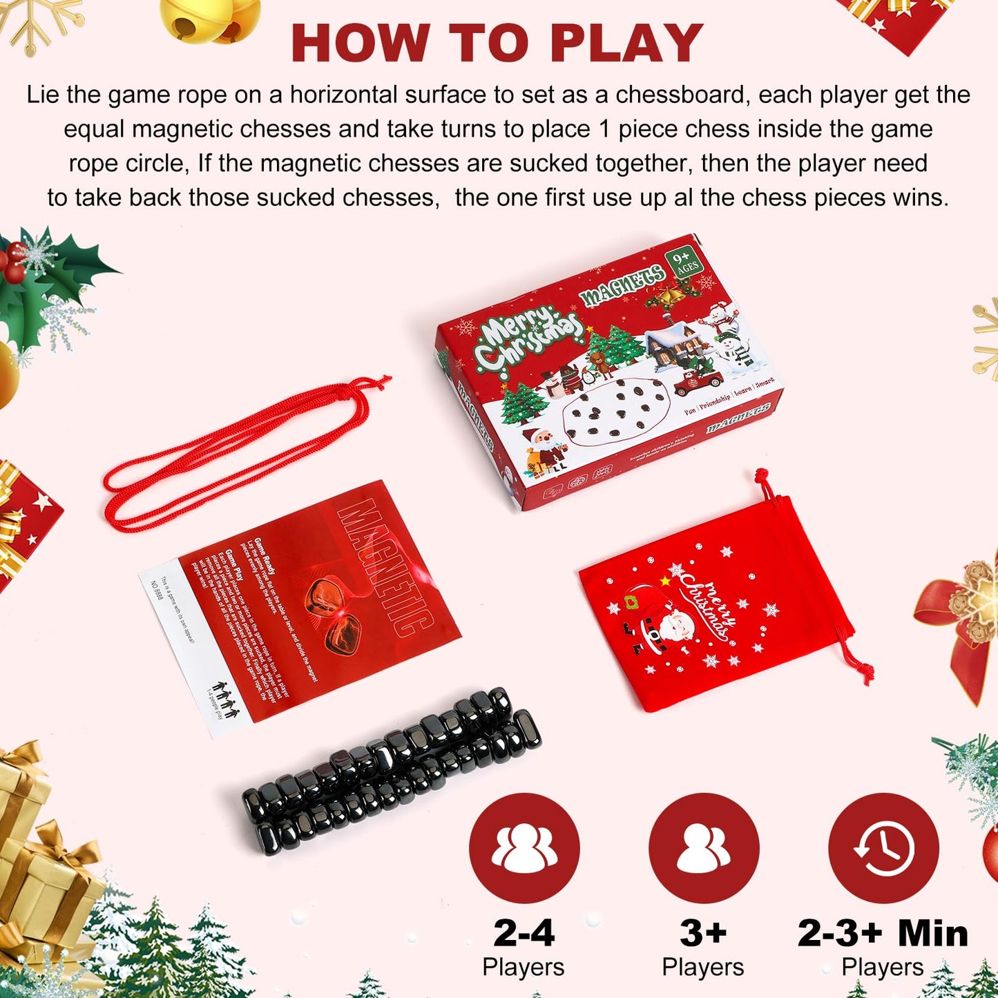 Magnetic Chess Game - 32 Stones With 3 Strings, Portable Educational Brain-Teasing Game, For Kids And Adults, Family Fun Party G