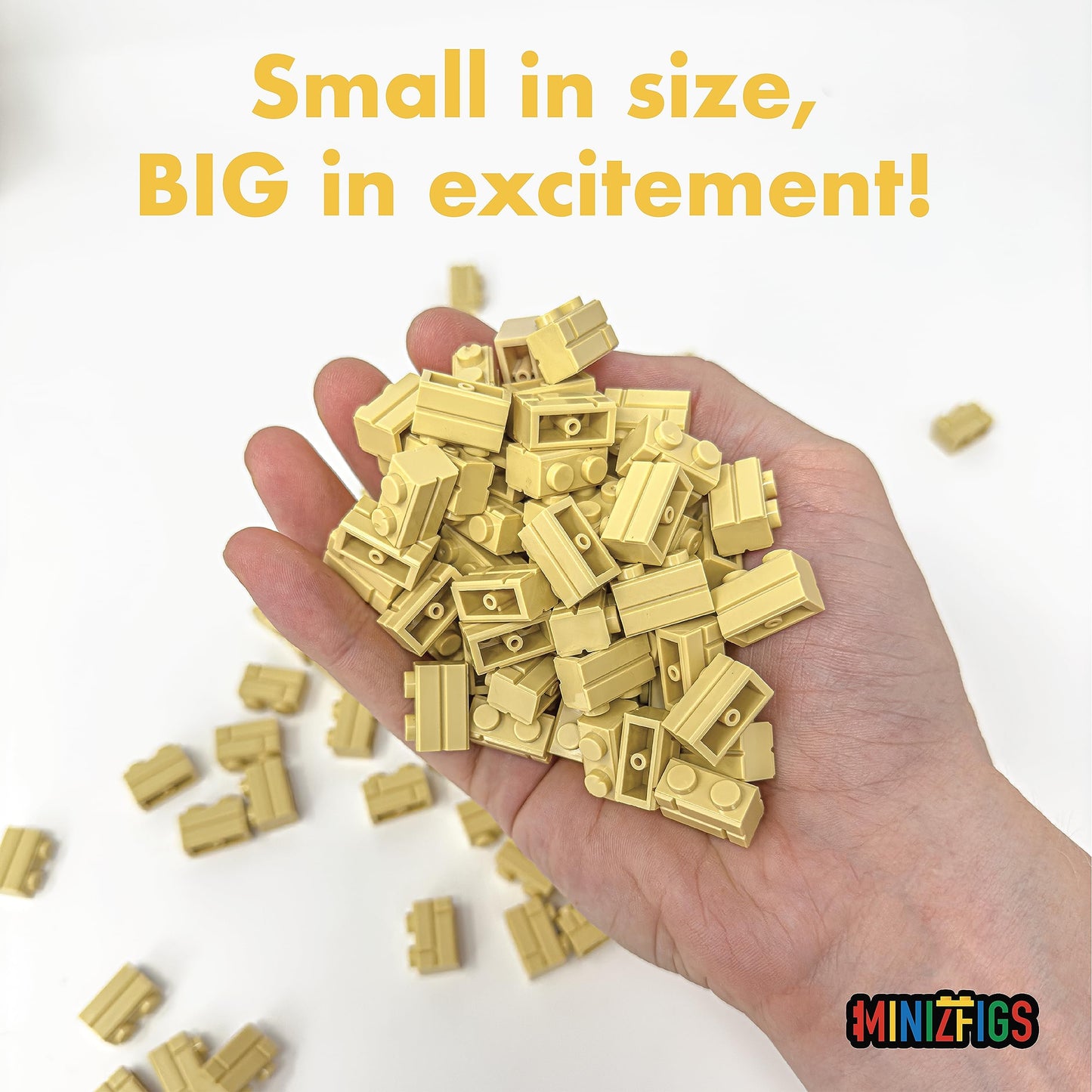 Minizfigs 265 Pieces Tan Masonry Profile Bricks Set Building Blocks for Bulk Brick Wall Parts and Pieces City Castle Medieval Co