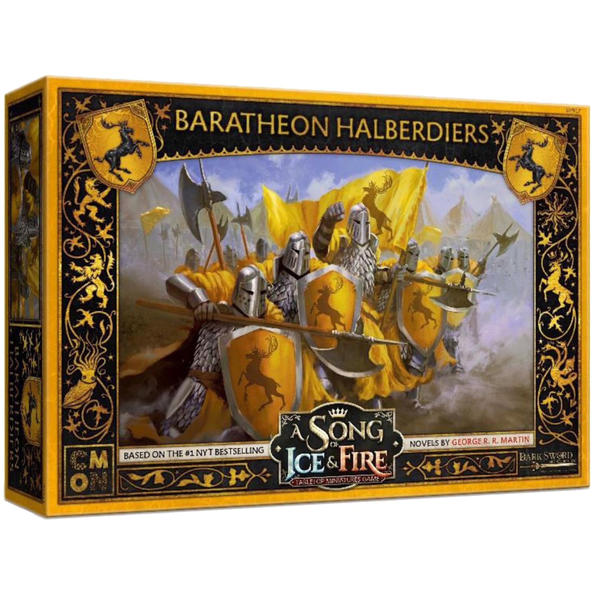 CMON A Song of Ice and Fire Tabletop Miniatures Game Baratheon Halberdiers Unit Box - House Baratheon Vanguard Defense! Strategy Game for mature-themeds  Ages 14+  2+ Players  45-60 Minute Playtime  Made