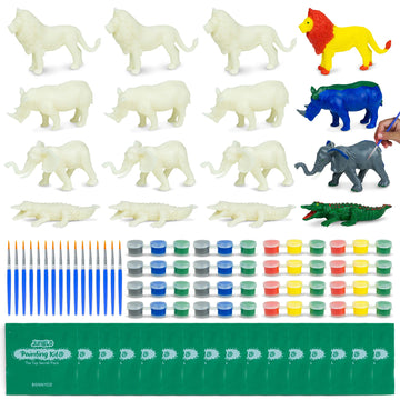 Bonnyco Safari Party Favors For Kids Painting Kit Pack 16 Kids Party Favors, Jungle Goodie Bag Stuffers, Animal Return Gifts For Kids Birthday, Pinata Stuffers, Paint Party Favors, Prizes For Kids
