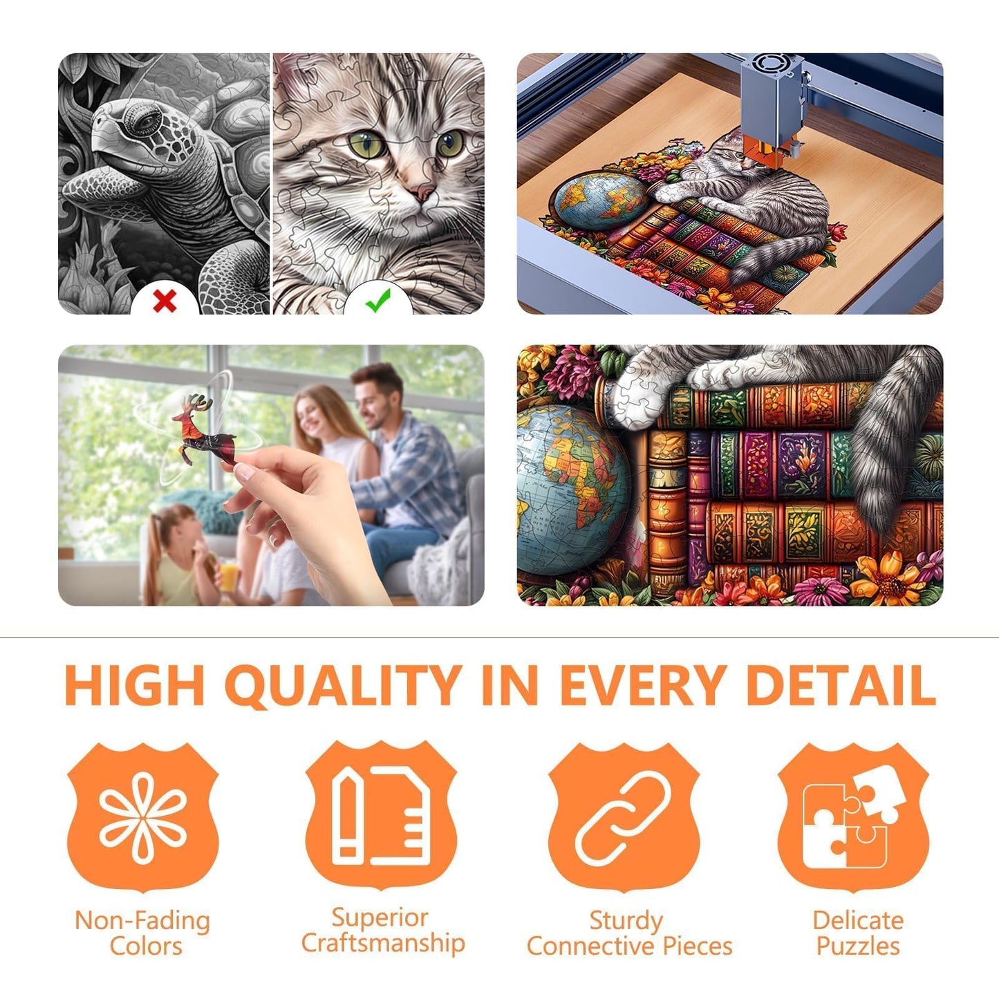 Wooden Puzzles for mature-themeds - Dr. Cat Puzzle for mature-themeds  Unique Shape Wooden Jigsaw Puzzle  Wood Puzzles mature-themed  Good Gift Idea for Cat Lovers  Home Decor (L-13.4 * 11.8in- 245 Pieces)