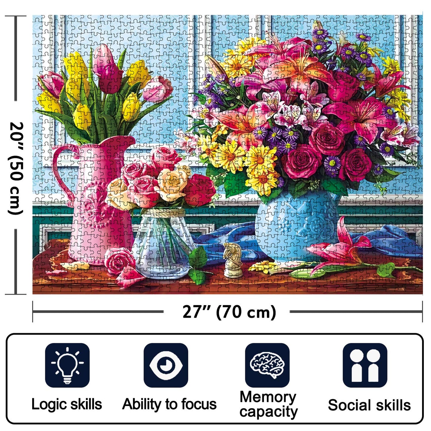 Jigsaw Puzzles 1000 Pieces For Adults Spring Flowers, Puzzle Gifts For Women & Mom, Grandmother, Birthday Christmas Valentines Jigsaw Puzzles For Adults 1000 Pieces And Up