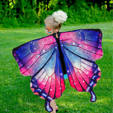 Rektak Butterfly Wings For Girls, Butterfly Costume For Halloween Party Kids Fairy Wing With Mask And Headband(Red Blue)