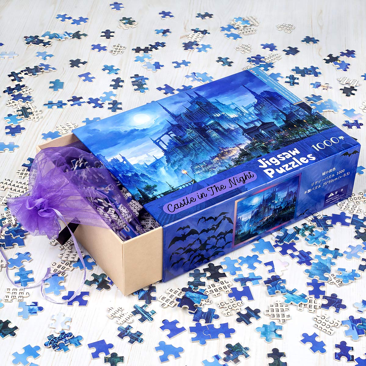 InGooooD- Tranquil Series- Castle in The Night- Basswood Jigsaw Puzzles 1000 Pieces for mature-themed