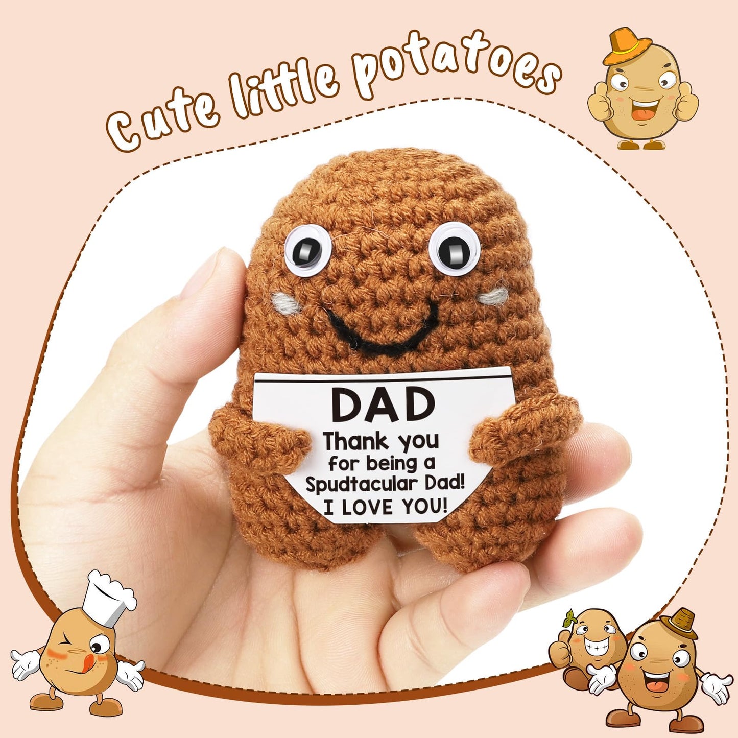 Cool Dad Gifts, Crochet Potato Doll Gift For Father From Daughter Son Kid Child Or Wife, Handmade For Birthday, Father'S Day Or