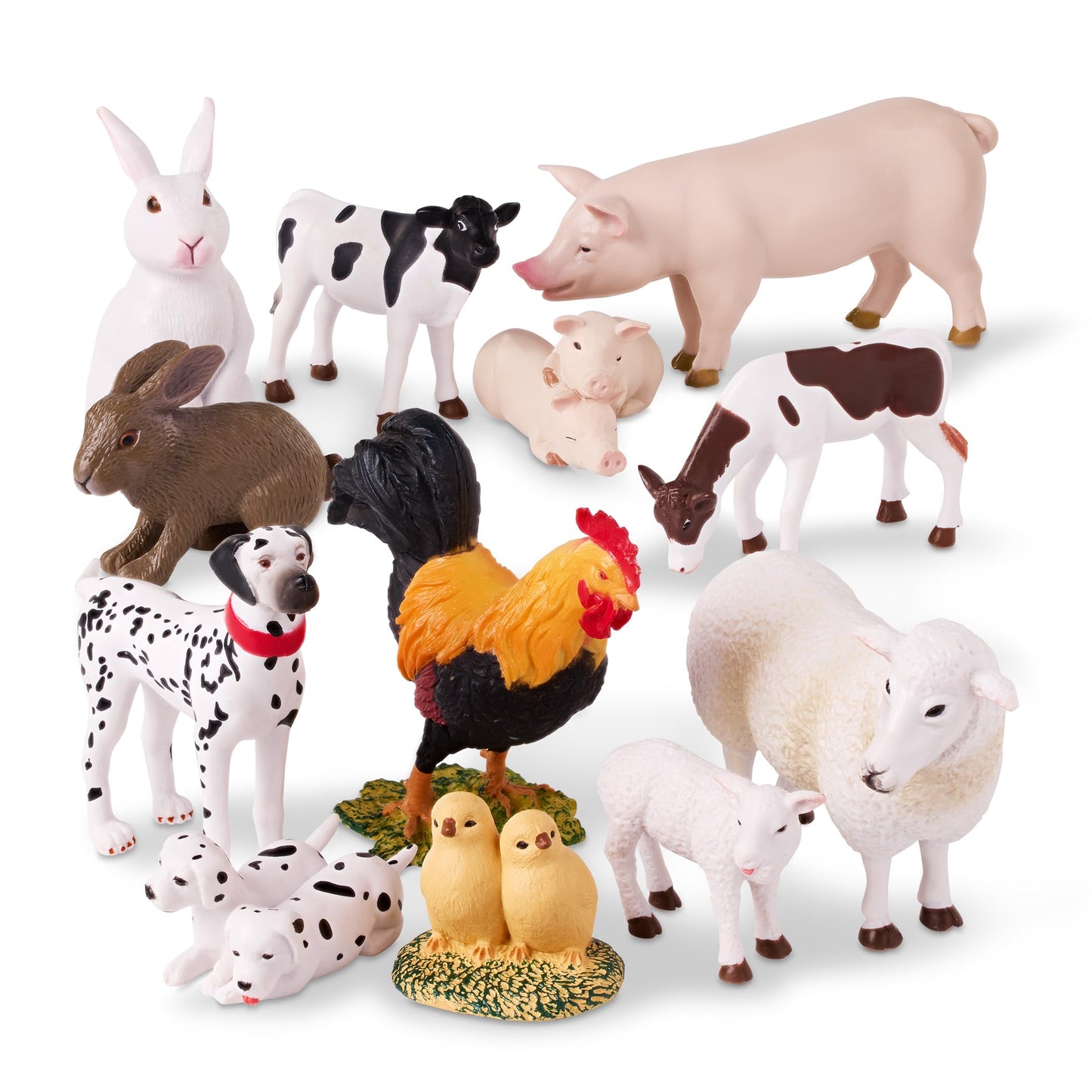 Terra by Battat Toy Farm Animals Set - Realistic 12 Pairs for Imaginative Play, 1-3 Inch, White, Model AN6044BZ
