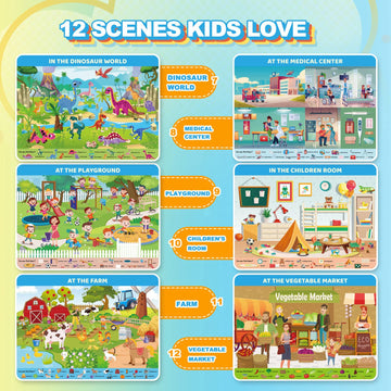 Search And Find Book For Kids Ages 4-6,3-8, Preschool Learning Toys With 4 Dry Erase Markers 12 Themes Activity Mats, Educationa