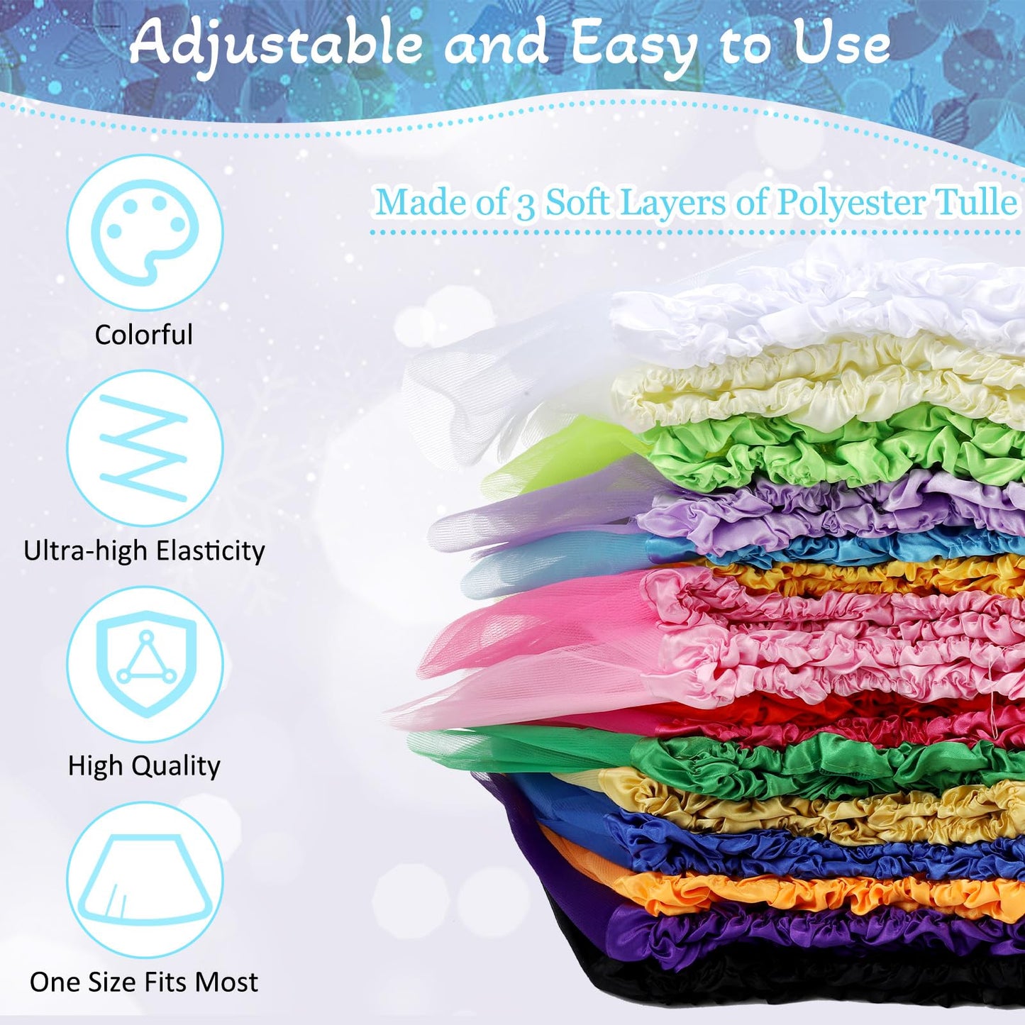 Hoemwarm 18 Pcs Girls Tutu, 3 Layers Multicolor Toddler Tutu Skirt Princess Tutu Dresses For Toddler Girls Bulk, Dance Fluffy Tu