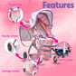 Dolls To Play Baby Doll Convertible Pram Stroller for Kids  Adjustable Handle Foldable Buggy Carriage with Canopy and Storage Basket Heavy Duty enhanced Quality Purple - 25 Inch