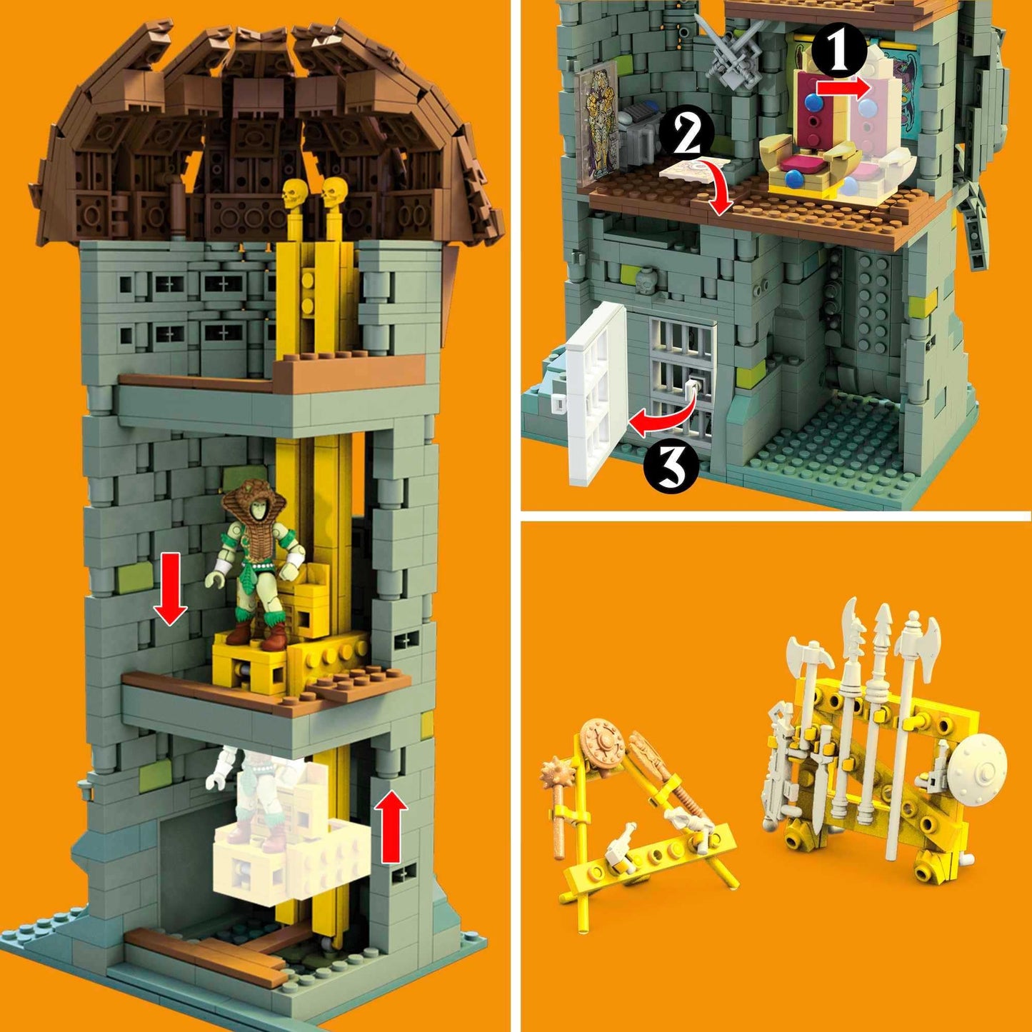 Mega Masters of The Universe Toy Building Set  MOTU Castle Grayskull with 3508 Pieces  6 Micro Action Figures and Accessories  for Collectors
