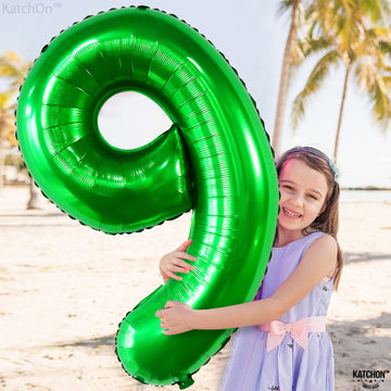 Katchon, Giant Dark Green Number 9 Balloon - 40 Inch | Dark Green 9 Balloon | 9 Birthday Balloon For 9 Birthday Decorations | 9 Balloon For Birthday Party Decorations | 9 Number Balloon