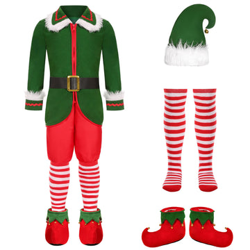 Gortykor Kids Christmas Elf Costume For Boys Holiday Elf Costume Outfit (5-6 Years)