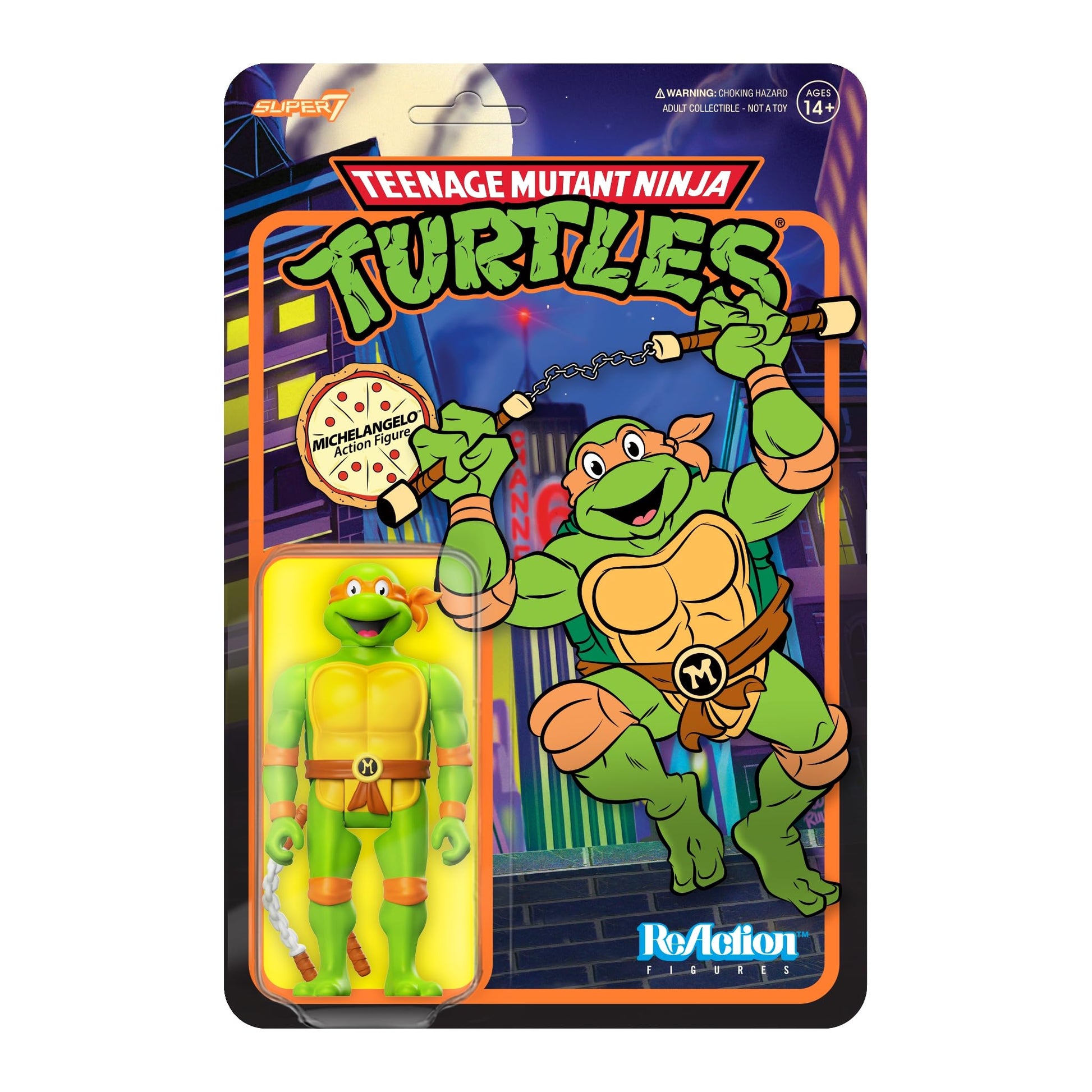 Super7 Teenage Mutant Ninja Turtles Michelangelo - 3.75' Tmnt Action Figure With Accessories Classic Cartoon Collectibles And Retro Toys