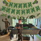 Zwiebeco Birthday Party Decoration Supplies - Green Camo Happy Birthday Banner Sign Hanging Green Paper Bunting Garland Banner F