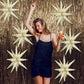 22 Inch Cream Star Balloons, Explosion Star Foil Balloons 4 Pcs, Big Aluminum Balloons Point Star Balloons For Birthday Party De